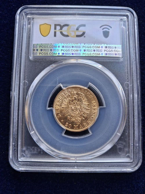 20 Mark Gold Friedrich III. v. Preussen 1888A. Vorzüglich +, PCGS AU58