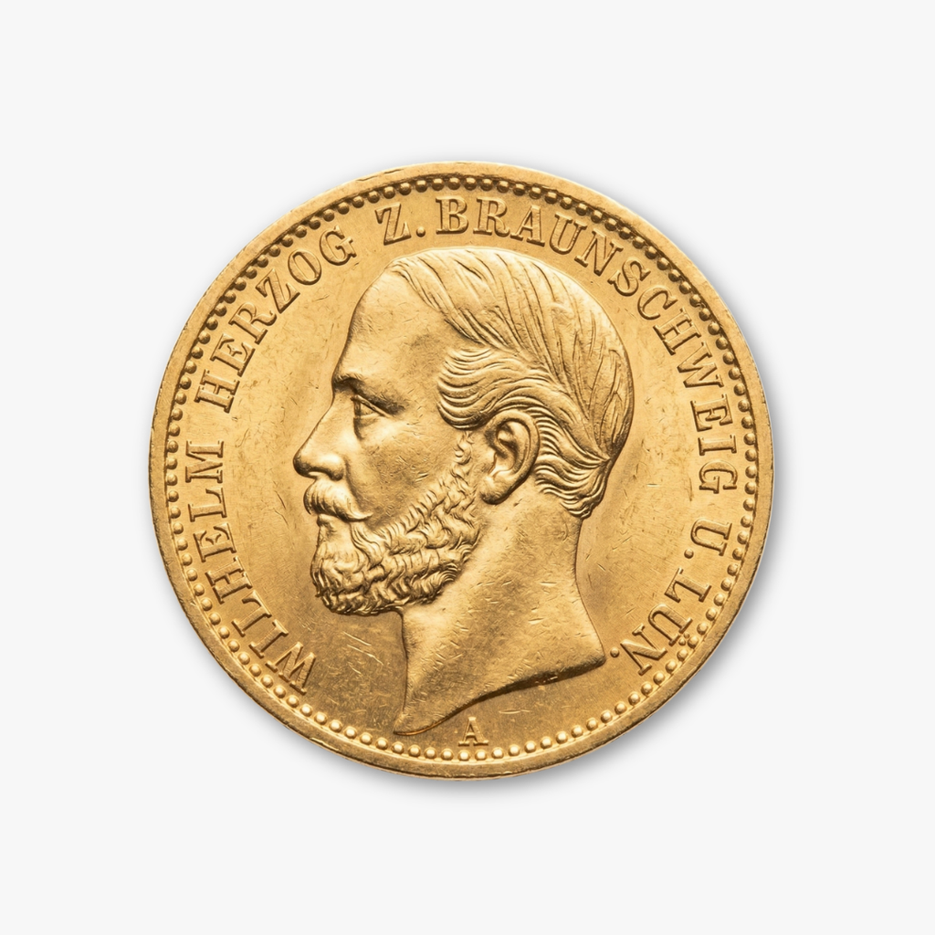 20 Mark Gold Herzog Wilhelm zu Braunschweig 1875A. Deutsches Kaiserreich. vz+ NGC AU58